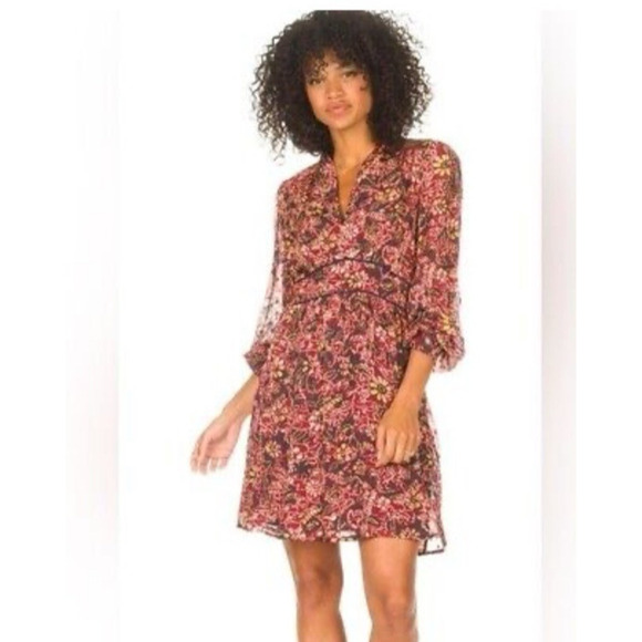 Ba&sh Womens Dress Medium Mini Long Sleeve Floral Boho Sexy - Picture 1 of 16